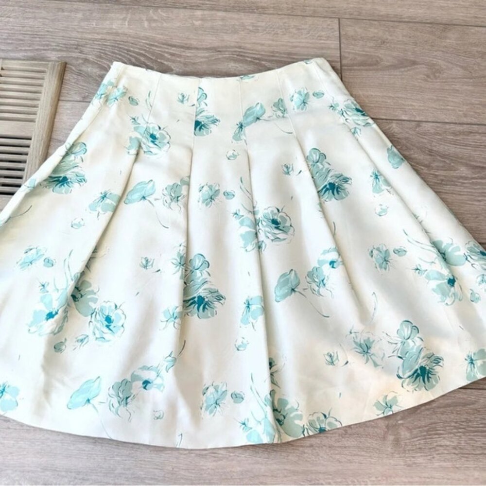 Banana Republic Pure Silk Floral A-Line Pleated Knee-Length Skirt - Picture 12 of 16